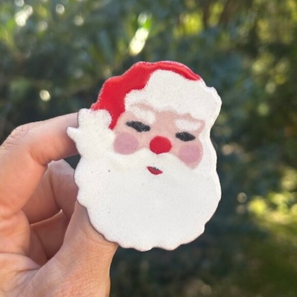 HOLIDAY🎄🎄SANTA Copper Enamel Large Artisan BROOCH - Picture 2 of 7